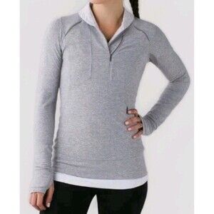 Lululemon Gray Strip Collar 1/2 Zip Pullover Sweatshirt Reflective Size 8 No Tag